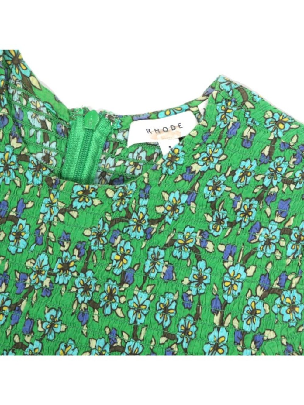 RHODE  Zola Green Ditsy Floral Midi Dress Smocked Fitted size Small /249 - Picture 5 of 6